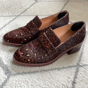 Madewell Heeled Alex Loafer in Painted Leopard Calf Hair
